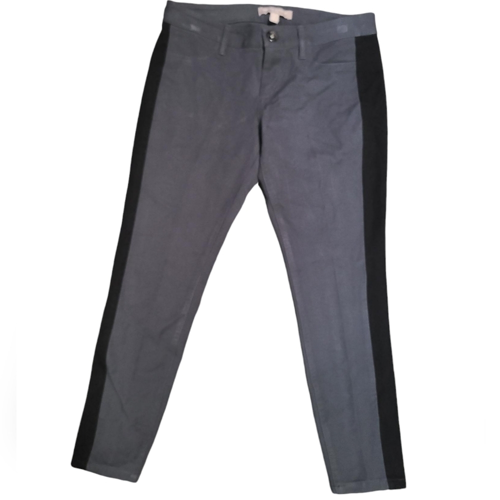 LOFT charcoal skinny pant with side stripes 2P